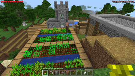 マインクラフトPE。拠点としていた箇所から離れた場所に村があった。