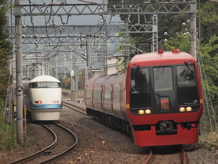 253系特急きぬがわと東武100系特急きぬ 東武日光線下小代~明神