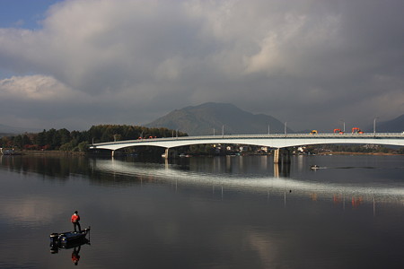 河口湖と橋