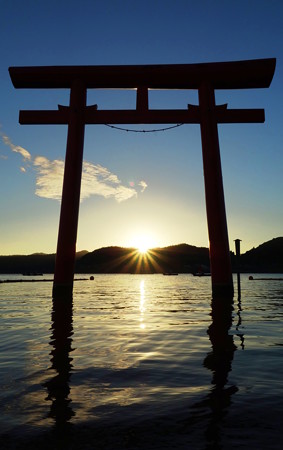 高滝湖の夕暮れ