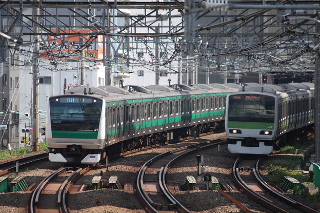 埼京線E233系と山手線E231系の並走