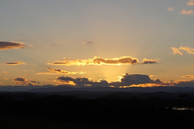 川原の夕日