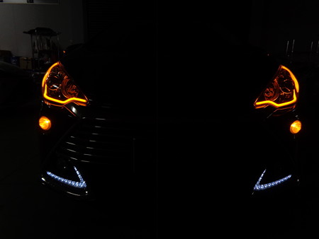 トヨタＡＱＵＡ　新潟県　ＮＥＷアウディ風ＬＥＤ２色タイプ　オレンジ