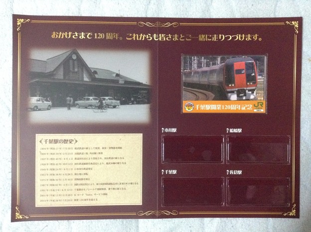 総武線120周年記念入場券の千葉駅の台紙